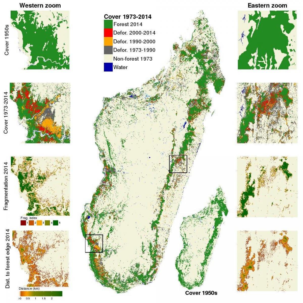 แผนที่ของมาดากัสกา deforestation