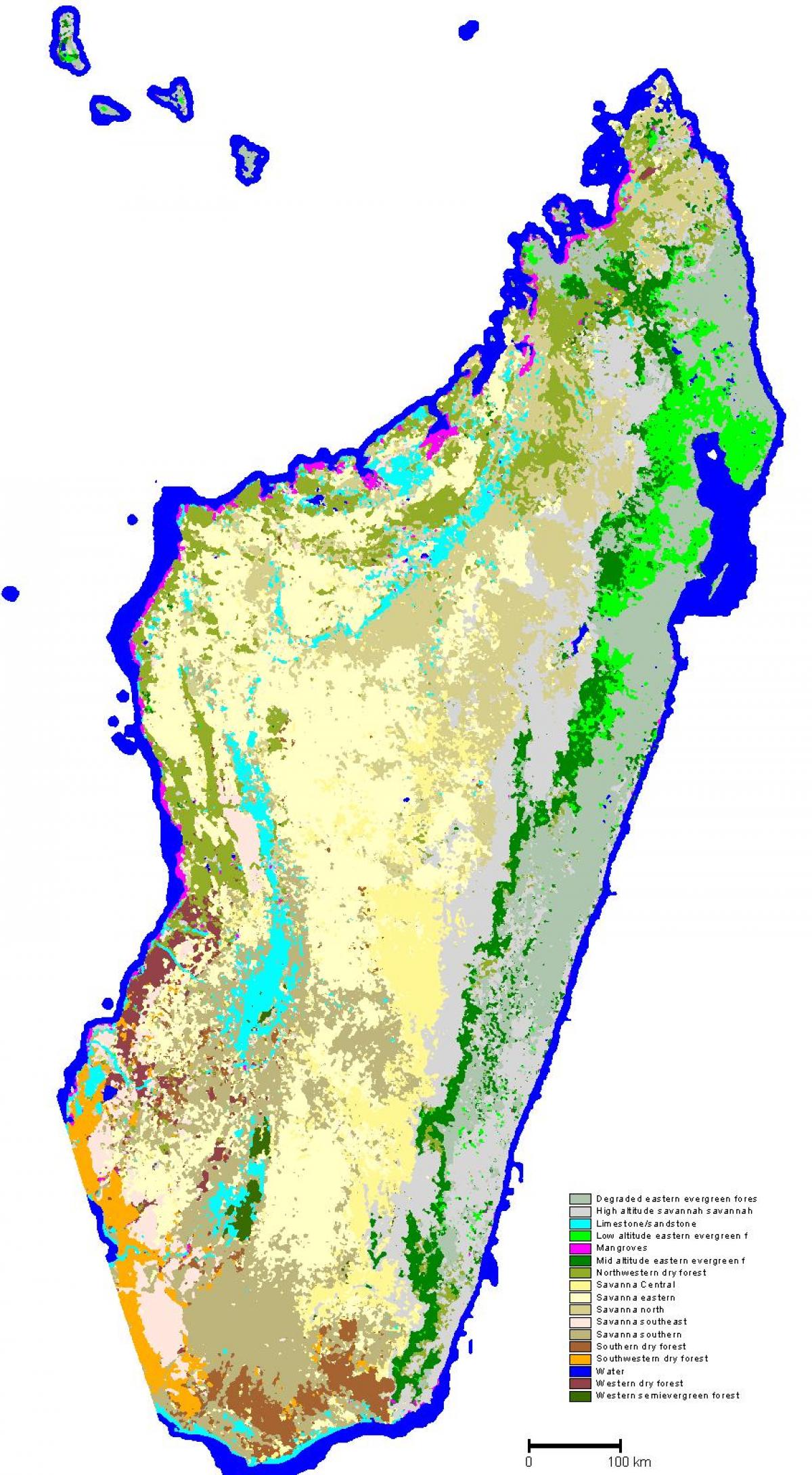 แผนที่ของมาดากัสกา vegetation