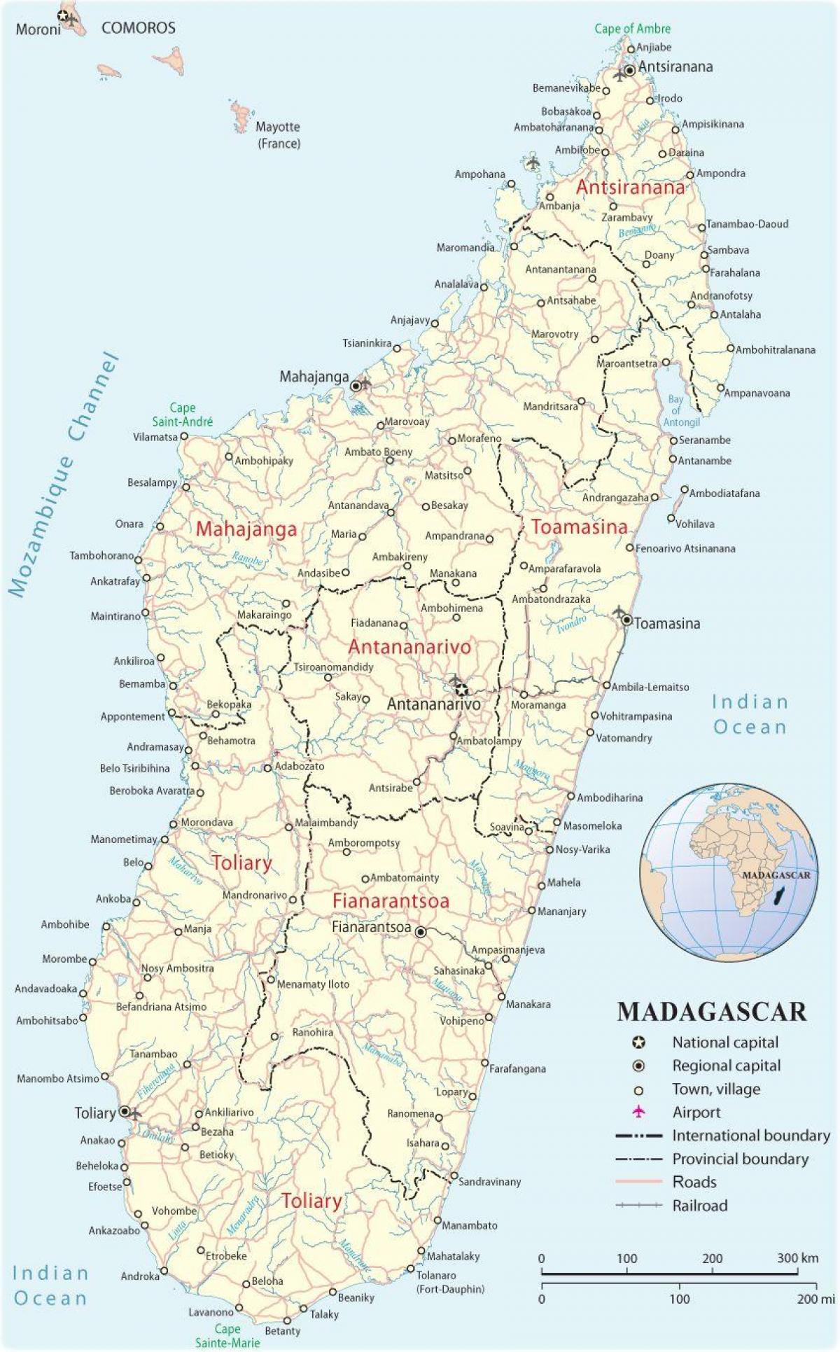 แผนที่ของมาดากัสกาสนามบิน