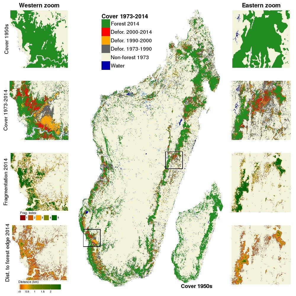 แผนที่ของมาดากัสกา deforestation