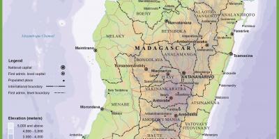 แผนที่ของทางกายภาพบนแผนที่ของมาดากัสกา name